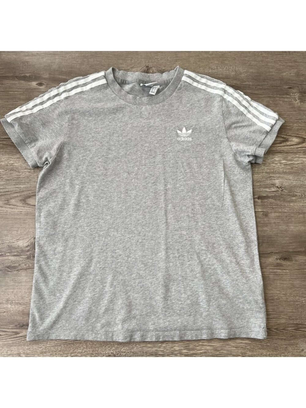 Adidas Originals 3-Stripes Tee Women's XL Heather Gray Trefoil Cotton CY4982
